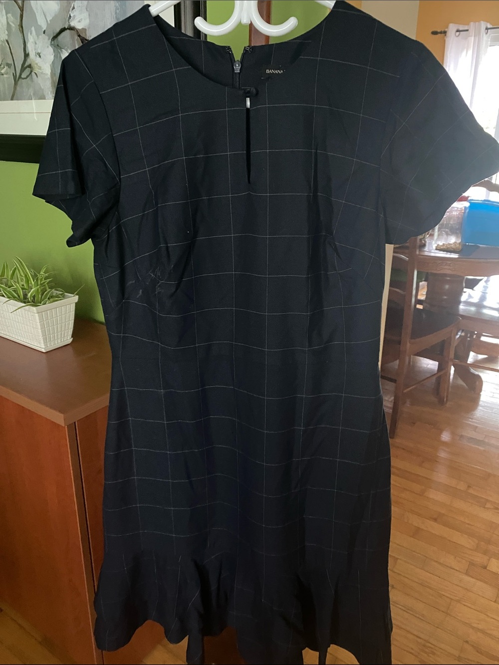Banana Republic Black Windowpane Mini Dress